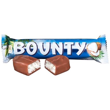 Новогодний подарок Шоколадный батончик Bounty 55гр